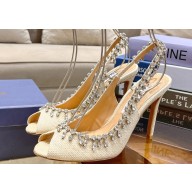 Aquazzura Heel 10cm Temptation Crystal Sandals Beige 2024