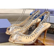 Aquazzura Heel 7.5cm Temptation Crystal PVC Sandals Gold 2024