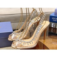 Aquazzura Heel 10cm Temptation Crystal PVC Sandals Gold 2024