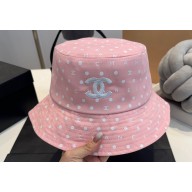 Chanel Dotted and Logo Print Bucket Hat Pink 2024