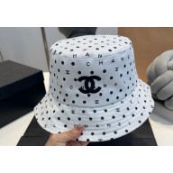 Chanel Dotted and Logo Print Bucket Hat White 2024
