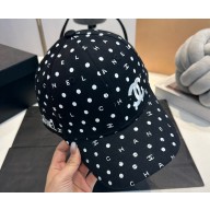 Chanel Dotted and Logo Print Baseball Cap/Hat Black 2024