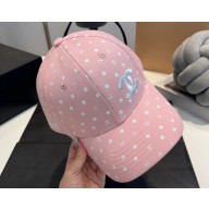 Chanel Dotted and Logo Print Baseball Cap/Hat Pink 2024