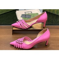Gucci Heel 6.5cm Women's pumps with Multi buckles leather Pink 2024