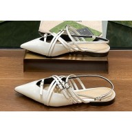 Gucci Women's strappy ballet flats with Multi buckles 796015 leather White 2024