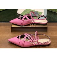 Gucci Women's strappy ballet flats with Multi buckles 796015 leather Pink 2024