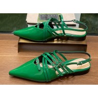 Gucci Women's strappy ballet flats with Multi buckles 796015 leather Green 2024