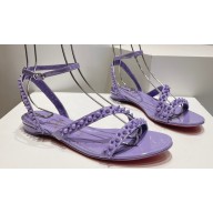 Christian Louboutin Heel 1.5cm Mafaldina Spikes Leather Sandals Lilac 2024