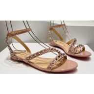 Christian Louboutin Heel 1.5cm Mafaldina Spikes Leather Sandals Nude 2024