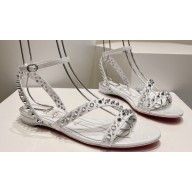 Christian Louboutin Heel 1.5cm Mafaldina Spikes Leather Sandals White 2024