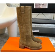 Hermes Heel 4.5cm Horse boots in suede calfskin brun fumé 2024