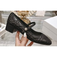 Dior Heel 5cm Ballet Pumps in Quilted Cannage Calfskin Black 2024
