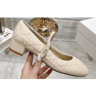 Dior Heel 5cm Ballet Pumps in Quilted Cannage Calfskin Beige 2024