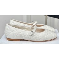 Dior Ballet Flats with Strap in Quilted Cannage Calfskin White 2024