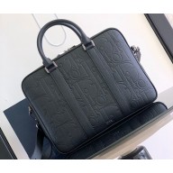 Dior Zipped Briefcase Bag in Black Dior Gravity Leather and Black Grained Calfskin 2024
