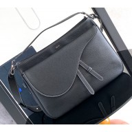 Dior Maxi Soft Saddle Bag in Black Grained Calfskin 2024