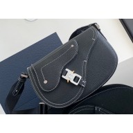 Dior Saddle Messenger Bag in Black Grained Calfskin 2024