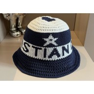 Dior D-Tulipe Cloche Hat in Blue and White Cotton Knit Blend 2024