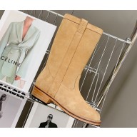 Celine Suede Boots Apricot 2024