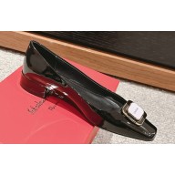Ferragamo Metal Buckle Ballet Flats in patent leather Black 2024