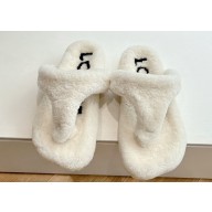 Loewe Ease Toe post shearling Women/Men sandals White 2024