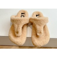 Loewe Ease Toe post shearling Women/Men sandals Beige 2024