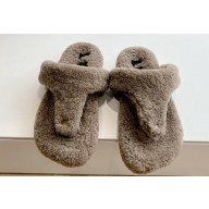 Loewe Ease Toe post shearling Women/Men sandals Gray 2024