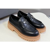 Prada Double Chocolate leather loafers 1D246M Black 2024