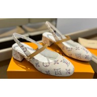 Louis Vuitton Heel 3.5cm Romy Slingback Pumps Tweed White 2024