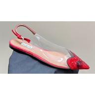 Alaia Le Cœur Flat Slingbacks In Patent Calfskin Crystal Red 2024