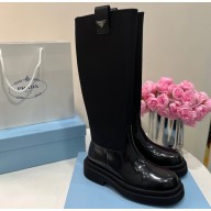 Prada Calfskin and Re-Nylon High Boots Black 2024