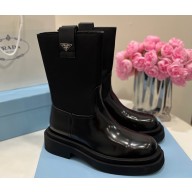 Prada Calfskin and Re-Nylon Ankle Boots Black 2024