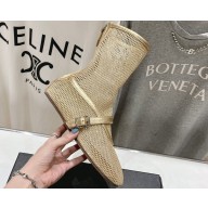 Alaia Fishnet High Ballet Flats Gold 2024