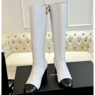 Chanel Heel 7cm Calfskin High Boots G45977 White 2024