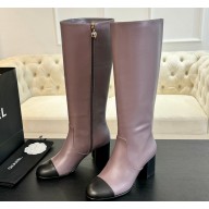 Chanel Heel 7cm Calfskin High Boots G45977 Dusty Pink 2024