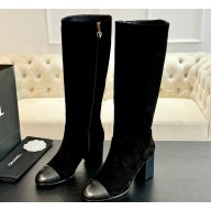 Chanel Heel 7cm Calfskin High Boots G45977 Suede Black 2024