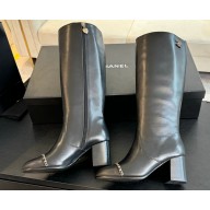 Chanel Heel 7cm Calfskin Chain High Boots G45977 Black 2024