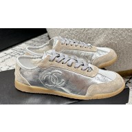 Chanel Calfskin & Suede Calfskin Sneakers G45996 Silver 2024