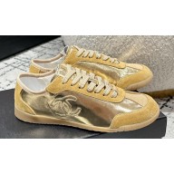 Chanel Calfskin & Suede Calfskin Sneakers G45996 Gold 2024