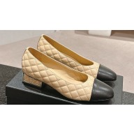 Chanel Metal Heel Pumps Quilting Leather Beige 2024