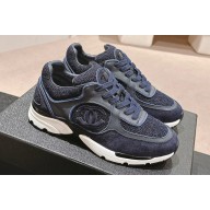 Chanel Wool Tweed, Calfskin & Suede Calfskin Sneakers G39066 Dark Blue 2024