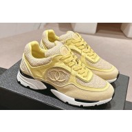 Chanel Wool Tweed, Calfskin & Suede Calfskin Sneakers G39066 Yellow 2024