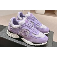 Chanel Wool Tweed, Calfskin & Suede Calfskin Sneakers G39066 Purple 2024