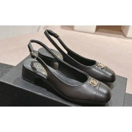 Chanel Heel 4.5cm Calfskin Slingbacks G45768 Black 2024