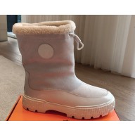 Hermes Journey Women/Men ankle boots in suede calfskin and calfskin Gray with shearling lining 2024