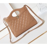 Chanel Shiny Lambskin & Gold-Tone Metal CHANEL 31 Mini Shopping Bag AS4133 Beige 2024