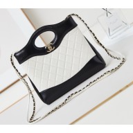 Chanel Shiny Lambskin & Gold-Tone Metal CHANEL 31 Mini Shopping Bag AS4133 White/Black 2024