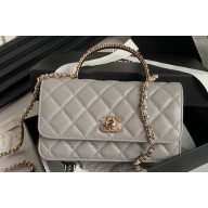 Chanel Lambskin, Strass & Gold-Tone Metal Clutch with Chain Bag AP4044 Gray 2024