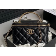Chanel Lambskin, Strass & Gold-Tone Metal Clutch with Chain Bag AP4046 Black 2024