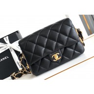 Chanel 24K Lambskin & Gold-Tone Metal Flap Bag Black 2024